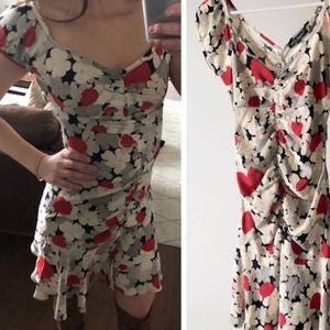 Betsey Johnson silk floral drop waist dress